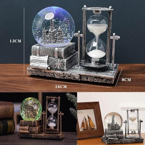 غوودرن كرة ثلجية كريستالية LED مع مؤقت ساعة رملية...