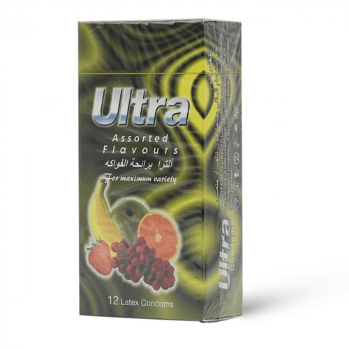 واقي ذكري ألترا بنكهة الفواكه 12 قطعة | حماية معتم...
