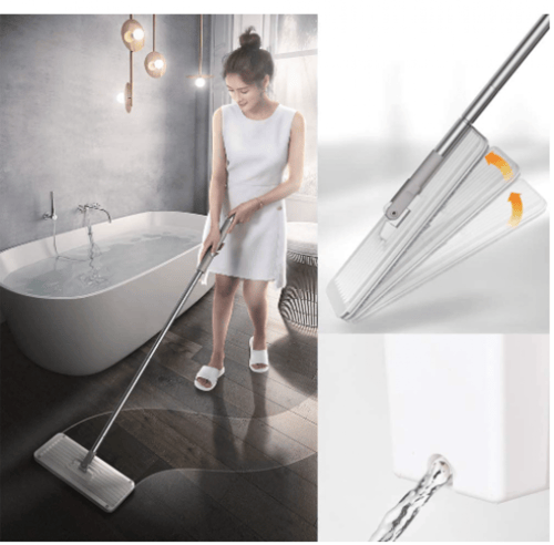 ممسحة مسطحة من المايكروفايبر مع دلو، ممسحة ارضية خ...