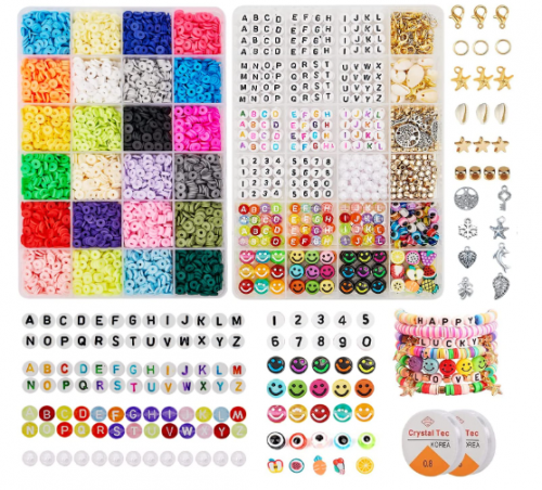 6000 قطعة من خرز طين دائري مسطح مع 900 قطعة من هيش...