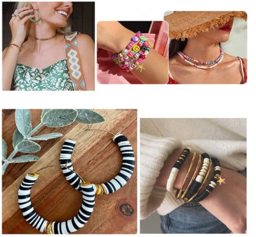 6000 قطعة من خرز طين دائري مسطح مع 900 قطعة من هيش...