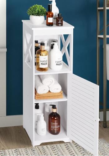 نوايو خزانة تخزين للحمام مقاومة للماء بلون ابيض مع...