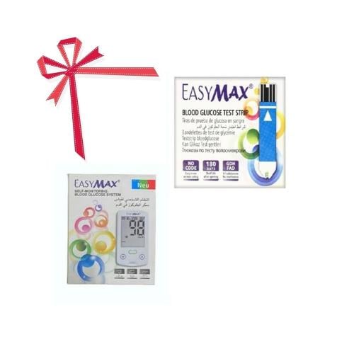 علبة شرائط قياس السكر Easy Max مع جهاز قياس مجاني...