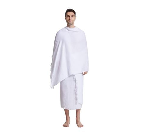 طقم مناشف إحرام بي كير 200×100 سم قماش أبيض شراشيب...