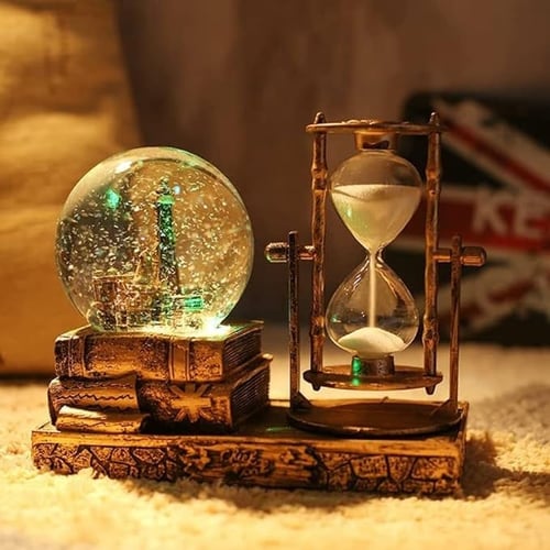 غوودرن كرة ثلجية كريستالية LED مع مؤقت ساعة رملية...