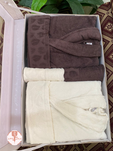 Towel robe set (brown and caramel)