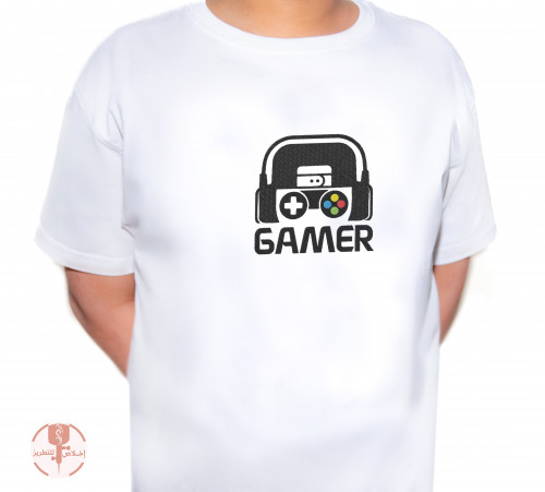 T-shirt hand embroidered gamers