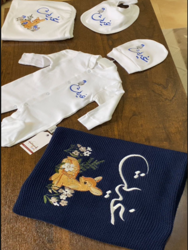 Baby set embroidered (embroidery gazelle)