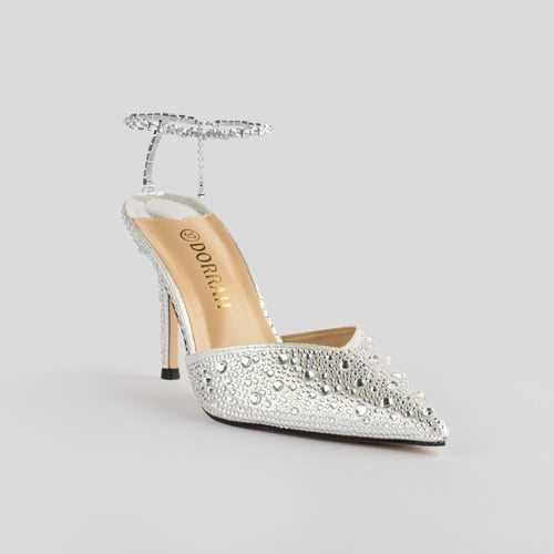 حذاء كعب عالي مرصع بكريستال