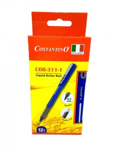 علبة أقلام حبر سائلة مع غطاء ,لون ازرق غامق 0.5mm