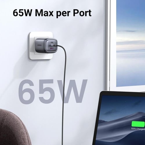 شاحن جداري يوجرين نكسود بمنفذين USB-C وبمنفذ USB ب...