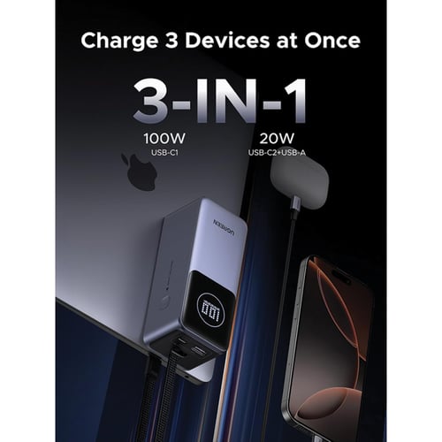 شاحن متنقل يوجرين Nexode بسلك مدمج وبمنفذ USB-C وم...