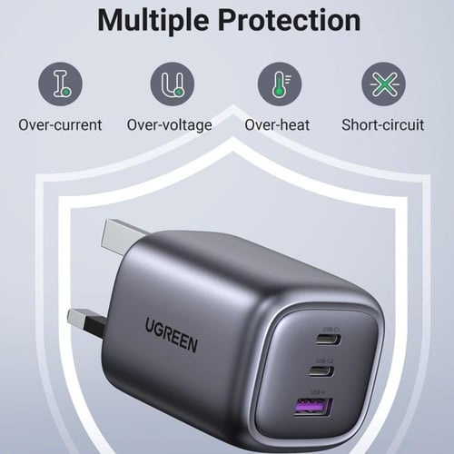شاحن جداري يوجرين نكسود بمنفذين USB-C وبمنفذ USB ب...