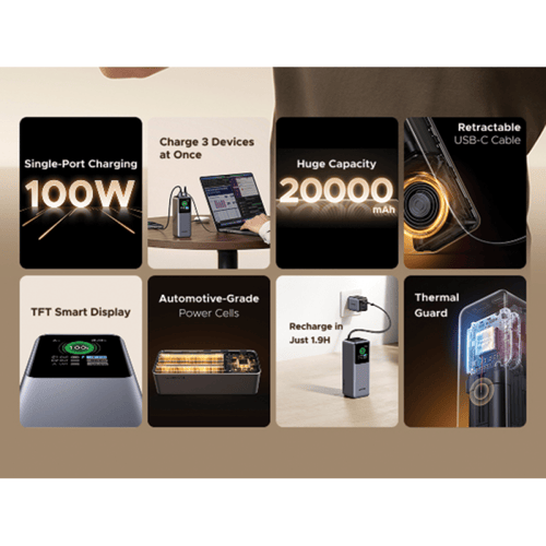 شاحن متنقل يوجرين Nexode بسلك قابل للسحب وبمنفذ US...