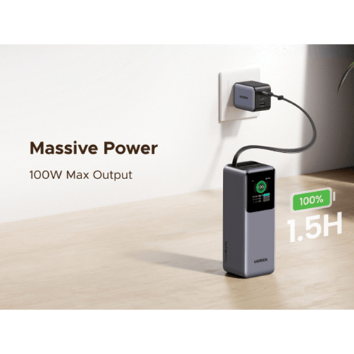 شاحن متنقل يوجرين Nexode بسلك قابل للسحب وبمنفذ US...