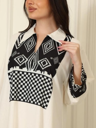 جلابية لينون ابيض واسود