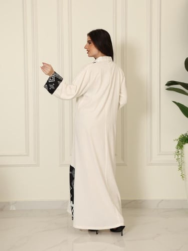 جلابية لينون ابيض واسود