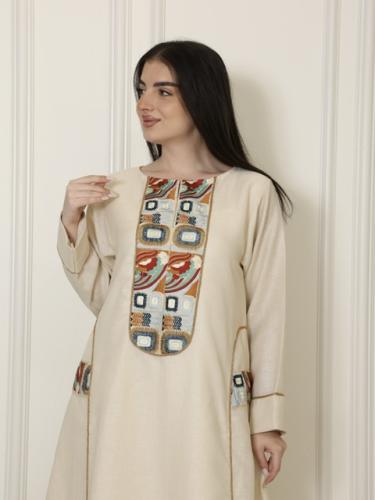 جلابية لينون بيج بتطريز