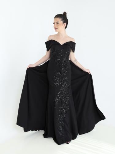 فستان سهره كريب اسود