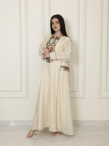 جلابية لينون بيج بتطريز