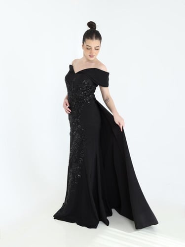 فستان سهره كريب اسود