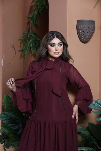 جلابية شيفون عنابي