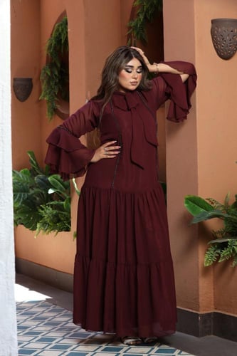 جلابية شيفون عنابي