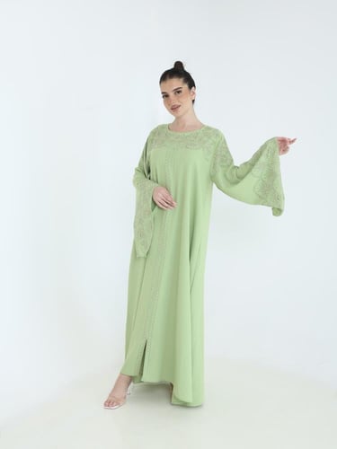 جلابية حرير بفصوص كرستاليه انيقه