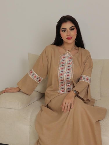 جلابيه لينون بيج مطرز