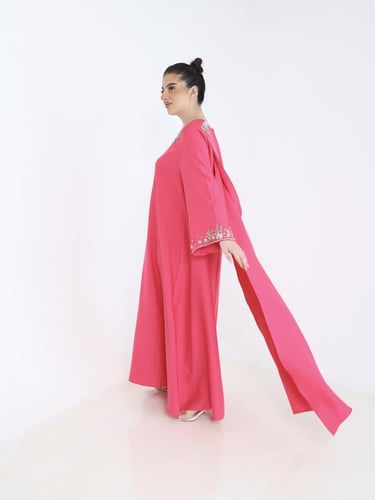 جلابية كريب بوشاح خلفي وشغل يدوي