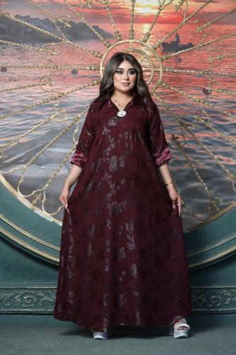 جلابيه عنابي غامق شيفون مشجر