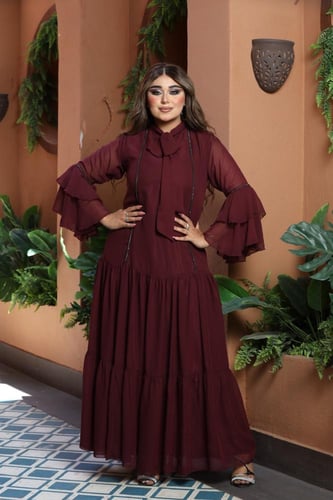 جلابية شيفون عنابي