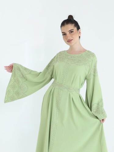 جلابية حرير بفصوص كرستاليه انيقه