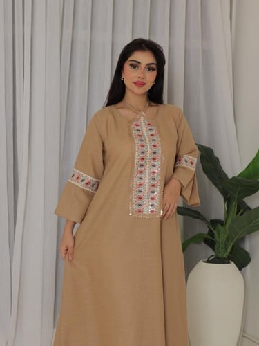 جلابيه لينون بيج مطرز