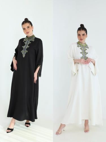 جلابية كريب بتطريز يدوي