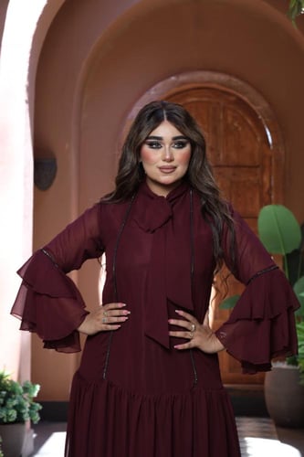 جلابية شيفون عنابي