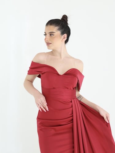 فستان سهره احمر حرير