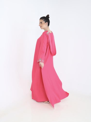 جلابية كريب بوشاح خلفي وشغل يدوي