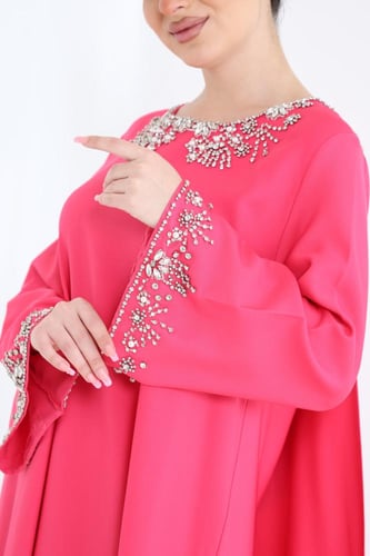 جلابية كريب بوشاح خلفي وشغل يدوي