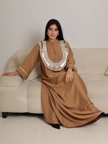 جلابيه لينون بيج غامق