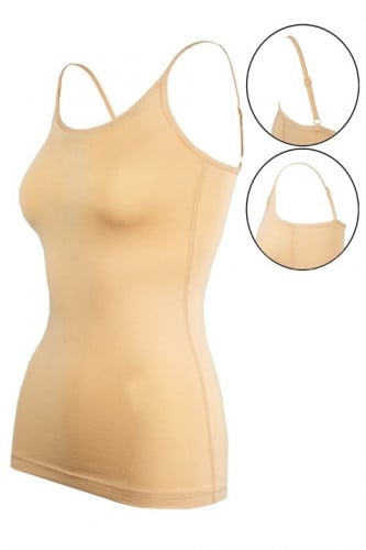 بدي نسائي قصير خامة مودال خيط بيج