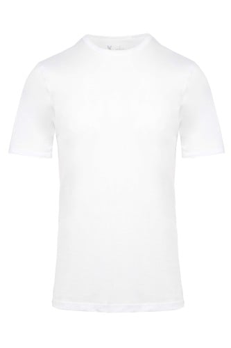 فنايل نص كم دائري ابيض قطن 100%