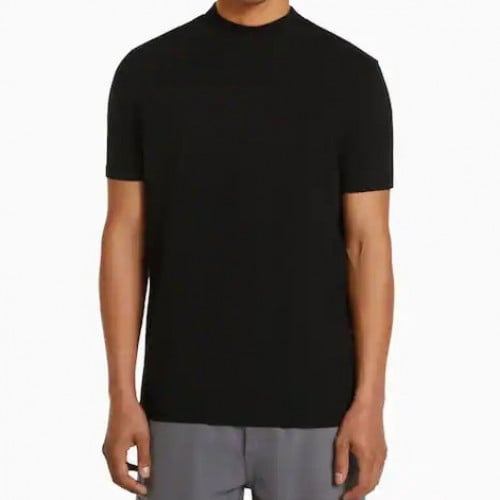 فنيلة رجالي نص كم رقبة أسود