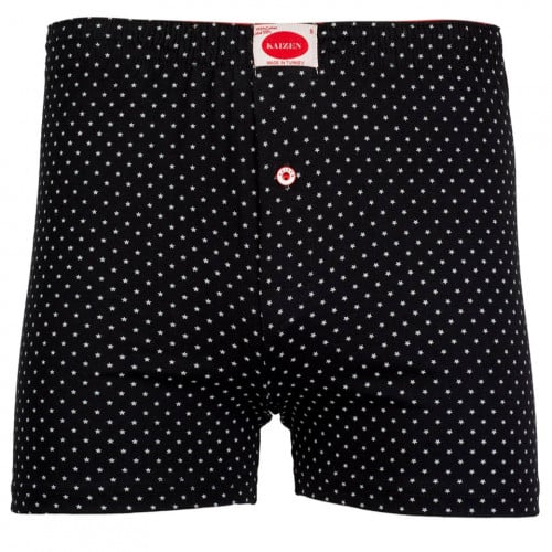 بوكسر رجالي أسود يتميز بتصميم نجوم باللون الأبيض و...