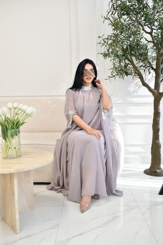 فستان قطعتين رمادي ( بالطلب المسبق)