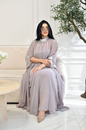 فستان قطعتين رمادي ( بالطلب المسبق)