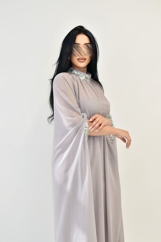 فستان قطعتين رمادي ( بالطلب المسبق)