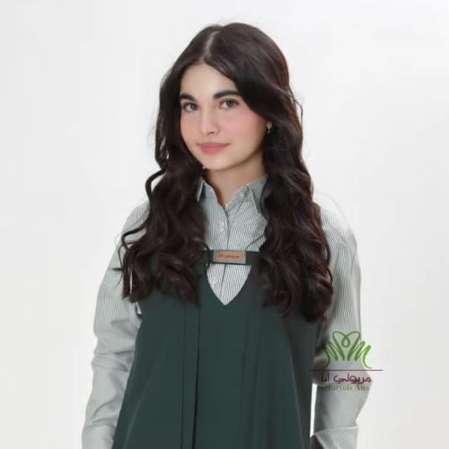 Olive green apron, middle school level