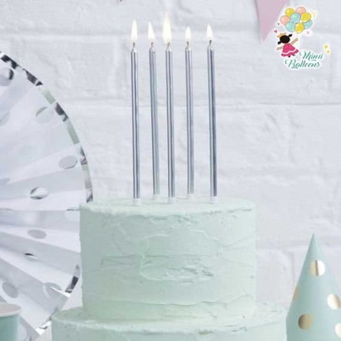شموع كيك فضي