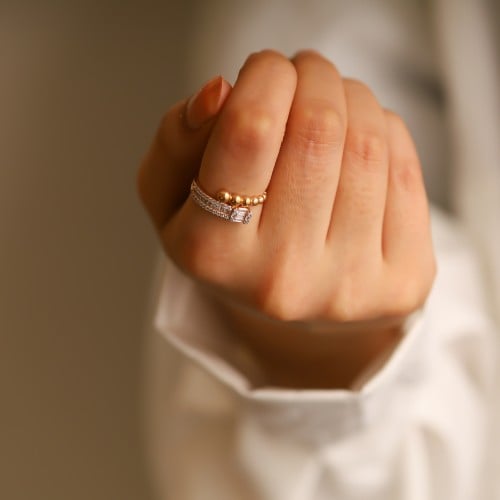 خاتم ذهب عيار 18 بوزن 1.97 جرام - خاتم ارين